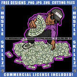 African American Man Sitting Design Element Holding Money Melanin Nubian Man Black Man Magic Ski Mask Gangster SVG JPG PNG Vector Clipart Cricut Cutting Files