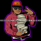 Rolling In the Hip Hop Art Rapper Wearing Sunglasses And Cap Vector Design Element White Background Rock And Roll Hand Sign SVG JPG PNG Vector Clipart Cricut Cutting Files