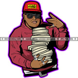 Rolling In the Hip Hop Art Rapper Wearing Sunglasses And Cap Vector Design Element White Background Rock And Roll Hand Sign SVG JPG PNG Vector Clipart Cricut Cutting Files