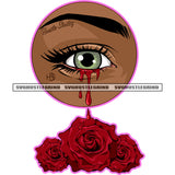 Beautiful Woman Eye White Background Blood Dripping On Floor Vector Rose Flower Design Element African Woman Eyes SVG JPG PNG Vector Clipart Cricut Cutting Files