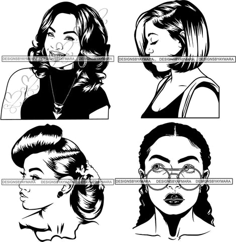 Instagram Bundle 4 Afro Beautiful Woman SVG Cutting Files For Silhouette and Cricut