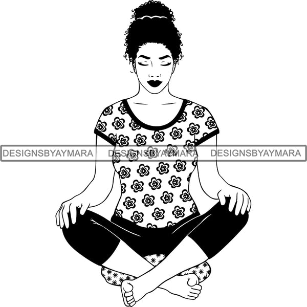 Afro Woman Yoga Meditation Goddess Diva Classy Lady .SVG Cut Files For Silhouette and Cricut