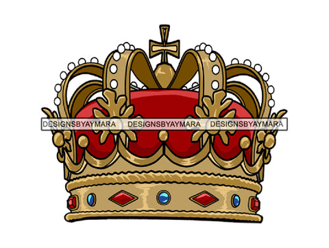 Crown Headwear Royalty Queen Royal Person King Authority Coronation Diadem Gold Jewelry .PNG .SVG Clipart Vector Cricut Cut Cutting