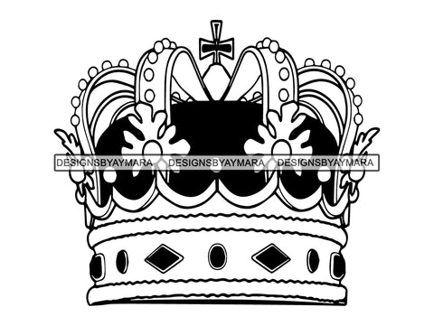 Crown Headwear Royalty Queen Royal Person King Authority Coronation Diadem Gold Jewelry .PNG .SVG Clipart Vector Cricut Cut Cutting
