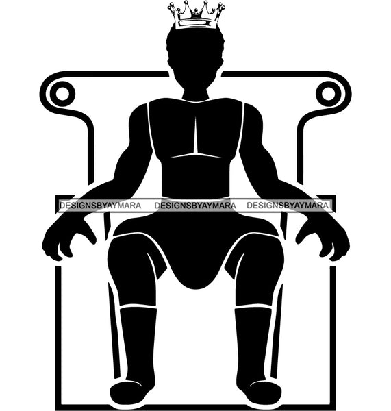 King Man Royalty Throne Attractive Black Man Bearded Hipster Male Guy Hombre Macho Manly SVG Files For Cutting