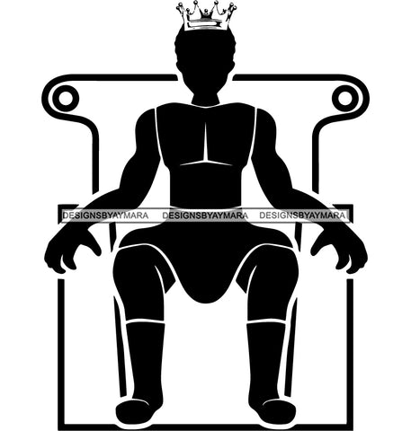 King Man Royalty Throne Attractive Black Man Bearded Hipster Male Guy Hombre Macho Manly SVG Files For Cutting