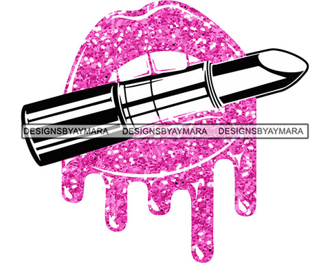 Cosmetology Lipstick Cosmetics Makeup Lip Beauty Bite Dripping Balm Gloss Glamour Glam Color Dripping Vector SVG JPG PNG Vector Clipart Cricut Cutting Files