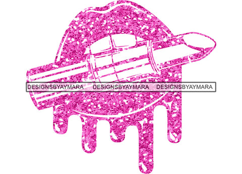 Lip Lip-gloss Cosmetology Lipstick Design Element Cosmetics Makeup Lip Pink Color Beauty White Background Bite Dripping Balm Gloss Glamour Glam Color Dripping Vector SVG JPG PNG Vector Clipart Cricut Cutting Files