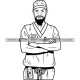 Black And White Afro Man Standing BW Design Element Hand Holding Each Other Vector Wearing Cap SVG JPG PNG Vector Clipart Cricut Cutting Files