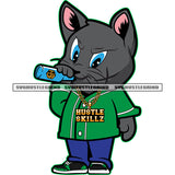 Gangster Scarface Cat Drinking Bear Vector Gangster Cat Standing Color Body White Background Design Element SVG JPG PNG Vector Clipart Cricut Cutting Files