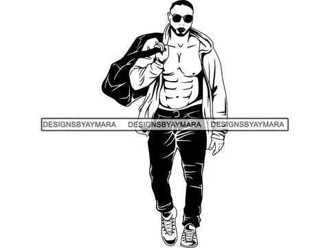 Black Man African Model Confidence Power Male Attractive Strength Men Power Fit Build Healthy .SVG .EPS .PNG Vector Clipart Digital Download Circuit Cut Cutting