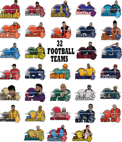 Bundle 32 Fan Football Team Man Sport SVG Cutting Files For Cricut and More