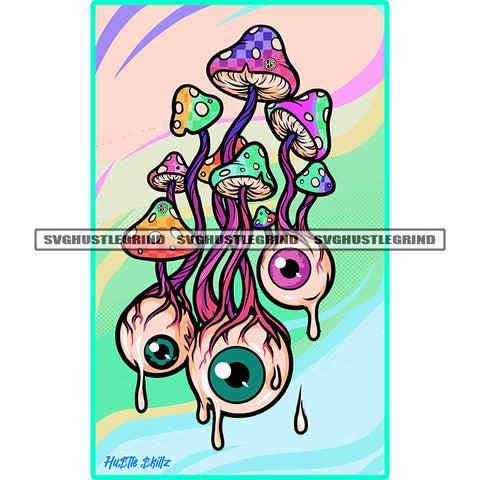 Psychedelic Devil Eye Color Design Element Colorful Background Blood Dripping Horror Place For Psychedelics In Mushrooms Vector SVG JPG PNG Vector Clipart Cricut Cutting Files