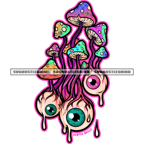 Psychedelic Devil Eye Color Design Element White Background Blood Dripping Horror Place For Psychedelics In Mushrooms Vector SVG JPG PNG Vector Clipart Cricut Cutting Files