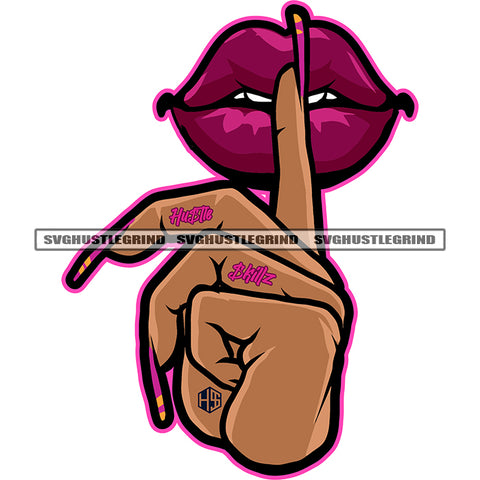 Finger Woman Lips And Finger Design Element Long Nail Red Color Lipstick And Nail-Polish Silhouette White Background  SVG JPG PNG Vector Clipart Cricut Cutting Files