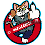 Gangster Cat Middle Finger Hand Sign Design Element Angry Face Cat Color Circle White Background Eyes Ball Design SVG JPG PNG Vector Clipart Cricut Cutting Files