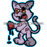 Zombie Cat Hat Holding Heart Gangster Cat Zombie Character Scarface And Body Vector Blood Dripping Design Element White Background SVG JPG PNG Vector Clipart Cricut Cutting Files