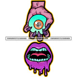 Zombie Hand Holding Eyes Vector Long Nail Design Element Horror Mouth Color Dripping Tongue On Mouth White Background Eye Ball SVG JPG PNG Vector Clipart Cricut Cutting Files