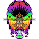 Transcend The Bull Yoga Woman Smoking Weed Marijuana Colorful Art Work Design Element Illustration Afro Long Hair Style Vector SVG JPG PNG Vector Clipart Cricut Cutting Files