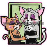 Melanin Cat Smoking Weed Marijuana Best Friend Cat Color Photo Album Design Element Closed Red Eyes Cat Vector SVG JPG PNG Vector Clipart Cricut Cutting Files