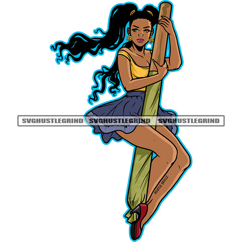 Beautiful Melanin Woman Holding Weed Roll Vector Curly Long Hair Design Element Wearing Short Hair White Background Marijuana Weed Sexy Pose SVG JPG PNG Vector Clipart Cricut Cutting Files