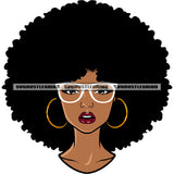 Melanin And Goddess Woman Face Design Element Big Afro Hair Style Vector Melanin Girl Wearing Sunglasses White Background Color Head SVG JPG PNG Vector Clipart Cricut Cutting Files