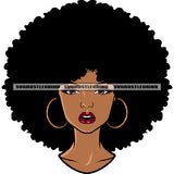 Melanin And Goddess Woman Face Design Element Big Afro Hair Style Vector Melanin Girl Boom Ear Ring White Background Color Head SVG JPG PNG Vector Clipart Cricut Cutting Files