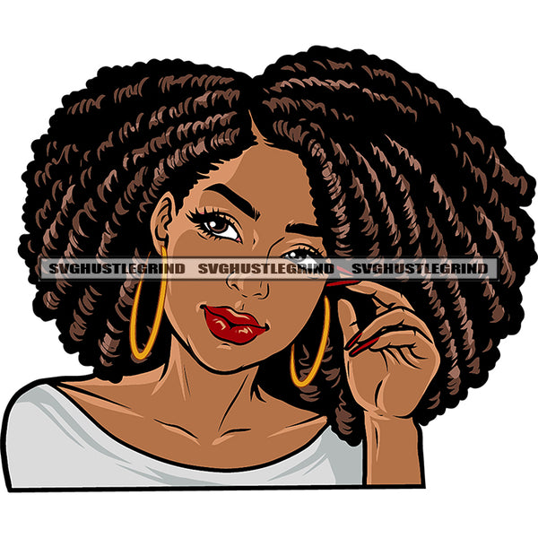 Melanin Woman Wearing Color Sunglasses Vector White Background Afro Long Nail And Boom Ear Ring  Locus Hair Style Design Element SVG JPG PNG Vector Clipart Cricut Cutting Files