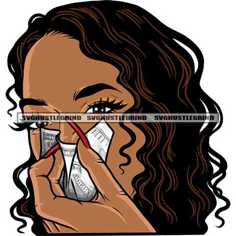 Melanin Woman Head Design Element Color Hair Woman Money Use For Tissue Vector Long Nail Curly Hair Style SVG JPG PNG Vector Clipart Cricut Cutting Files