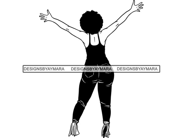 Woman In Jeans And Top In BW In Heels SVG JPG PNG Vector Clipart Cricut Silhouette Cut Cutting