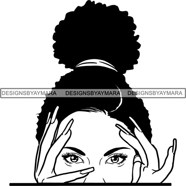 Afro Woman Peek a Boo I see You Pretty Half Face SVG Cut Files For SilhouAfro Woman Peeking Peek-a-Boo I see You Melanin Pretty Half Face PNG File For Print Not For Cuttingette and Cricut