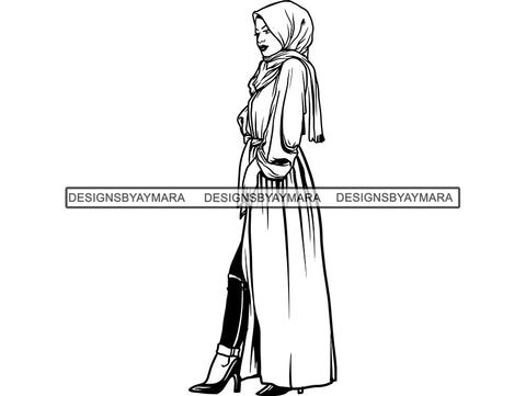 Beautiful Muslim Woman SVG Hijab Covered Goddess Queen Diva Classy Lady  .SVG .EPS .PNG Vector Clipart  Cricut Circuit Cut Cutting