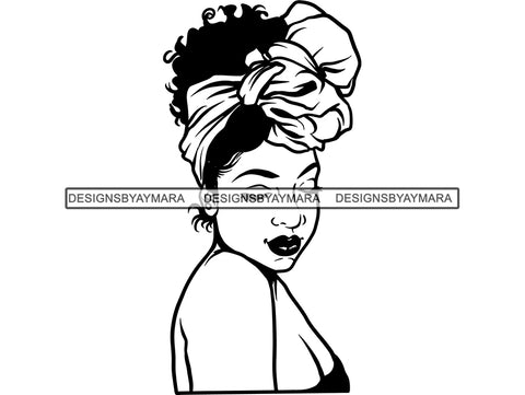 Afro Woman SVG Head Wrap Queen Diva Classy Lady .SVG .EPS .PNG Vector Clipart Silhouette Cricut Circuit Cut Cutting