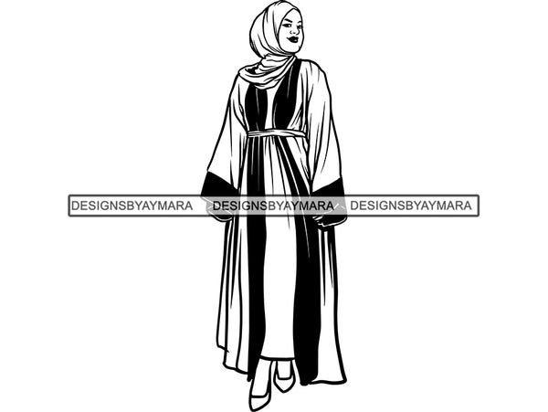 Beautiful Muslim Woman SVG Hijab Covered Goddess Queen Diva Classy Lady  .SVG .EPS .PNG Vector Clipart  Cricut Circuit Cut Cutting