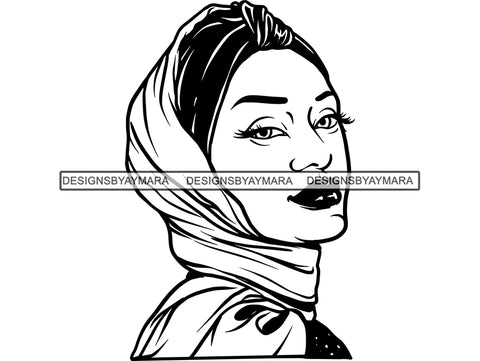 Beautiful Muslim Woman SVG Hijab Covered Goddess Queen Diva Classy Lady  .SVG .EPS .PNG Vector Clipart  Cricut Circuit Cut Cutting