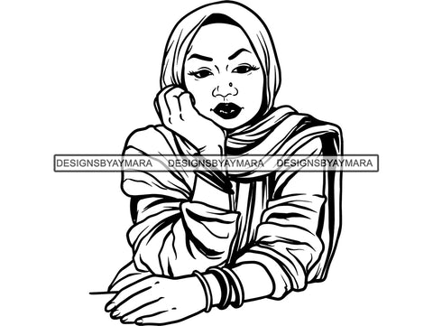 Beautiful Muslim Woman SVG Hijab Covered Goddess Queen Diva Classy Lady  .SVG .EPS .PNG Vector Clipart  Cricut Circuit Cut Cutting
