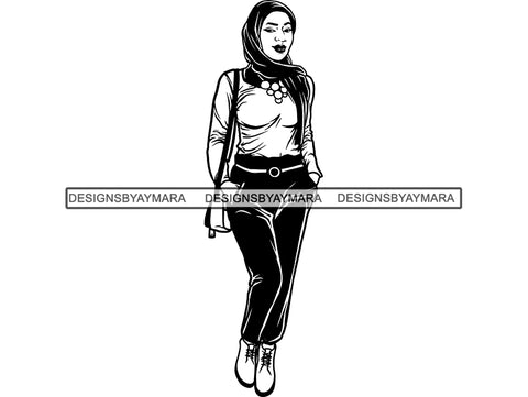 Beautiful Muslim Woman SVG Hijab Covered Goddess Queen Diva Classy Lady  .SVG .EPS .PNG Vector Clipart  Cricut Circuit Cut Cutting