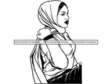 Beautiful Muslim Woman SVG Hijab Covered Goddess Queen Diva Classy Lady  .SVG .EPS .PNG Vector Clipart  Cricut Circuit Cut Cutting