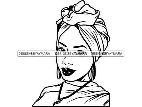 Afro Woman SVG Head Wrap Queen Diva Classy Lady .SVG .EPS .PNG Vector Clipart Silhouette Cricut Circuit Cut Cutting