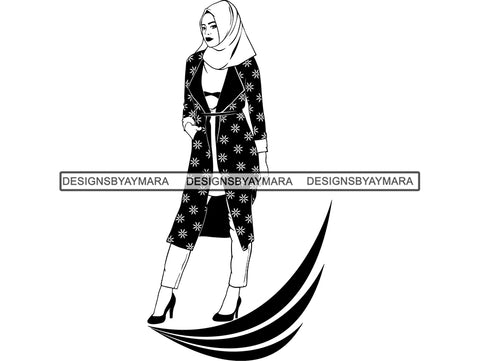 Beautiful Muslim Woman SVG Hijab Covered Goddess Queen Diva Classy Lady  .SVG .EPS .PNG Vector Clipart  Cricut Circuit Cut Cutting