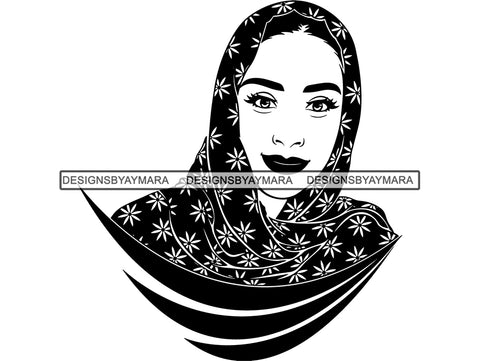 Beautiful Muslim Woman SVG Hijab Covered Goddess Queen Diva Classy Lady  .SVG .EPS .PNG Vector Clipart  Cricut Circuit Cut Cutting
