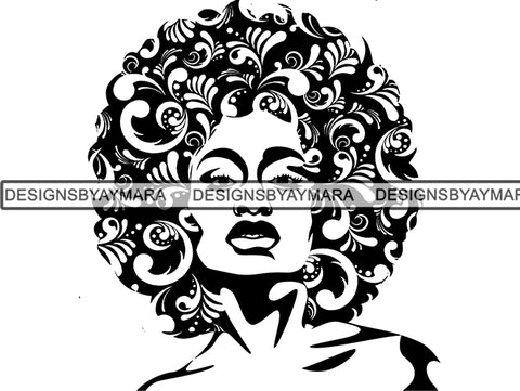 Afro Beautiful Black Woman SVG African American Ethnicity Queen Diva Classy Lady  .SVG .EPS .PNG Vector Clipart  Cricut Circuit Cut Cutting