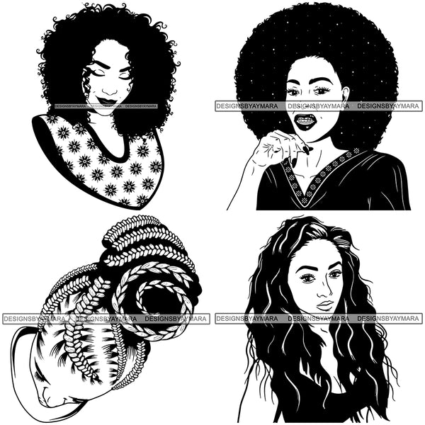 Bundle 4 Afro Woman SVG SVG Cut Files For Silhouette and Cricut