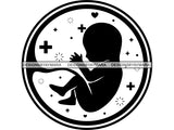 Newborn Embryo Sac Fetus Unborn Womb Pregnant Pregnancy Child Baby Cord Infant Small Heart Cross  .SVG .EPS .PNG Vector Space Clipart Digital Download Circuit Cut Cutting