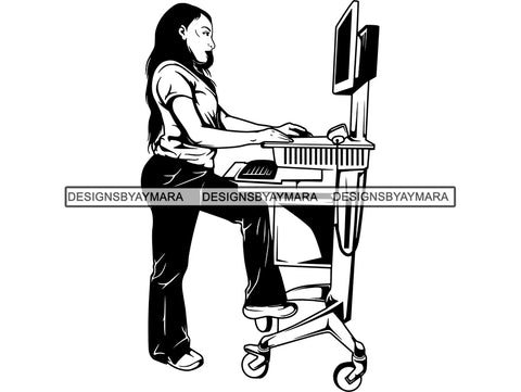 Afro Nurse Woman Expertise Doctor Uniform Confidence Happiness Medical Occupation Clinic Healthcare And Medicine .SVG .EPS .PNG Vector Clipart Digital Cricut Circuit Cut Cutting