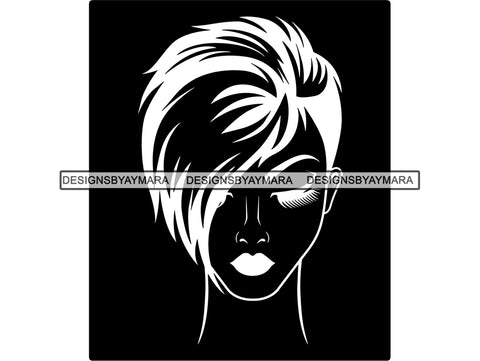 Beautiful Woman SVG Make Up Artist Fabulous Queen Diva Classy Lady Princess Hairstyle Lips Eyelashes SVG PNG EPS JPG Vector Cricut Cutting Circuit Cut