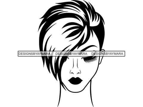 Beautiful Woman SVG Make Up Artist Fabulous Queen Diva Classy Lady Princess Hairstyle Lips Eyelashes SVG PNG EPS JPG Vector Cricut Cutting Circuit Cut