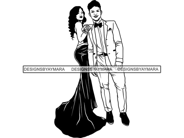 Prom Couple Queen Dress Woman Goddess Sexy Diva Classy Lady .JPG .SVG.PNG .EPS Vector Clipart Silhouette Cutting Cut Cricut