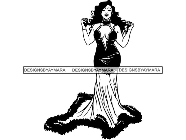 Prom Queen Dress Woman Goddess Sexy Diva Classy Lady .JPG .SVG.PNG .EPS Vector Clipart Silhouette Cutting Cut Cricut