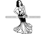 Prom Queen Dress Woman Goddess Sexy Diva Classy Lady .JPG .SVG.PNG .EPS Vector Clipart Silhouette Cutting Cut Cricut